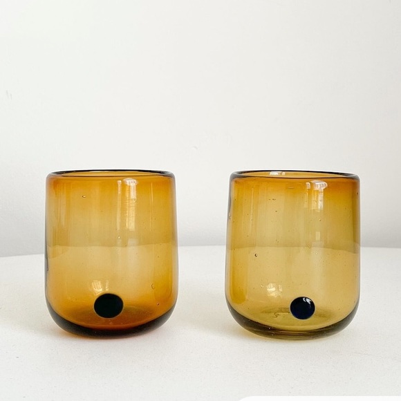 Two Mexican Hand-blown Recycled Tumblers Glasses - Picture 7 of 10